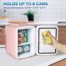 Simple Deluxe Mini Fridge, 4L/6 Can Portable Cooler & Warmer Freon-Free Small Refrigerator Provide Compact Storage for Skincare, Beverage, Food (Color: as Pic)