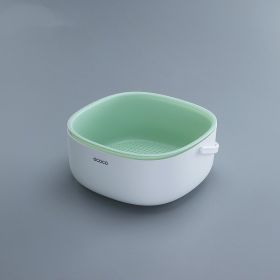 Washbasin Multi-functional Kitchen Double Layer Drain Basket (Option: Green-Small)